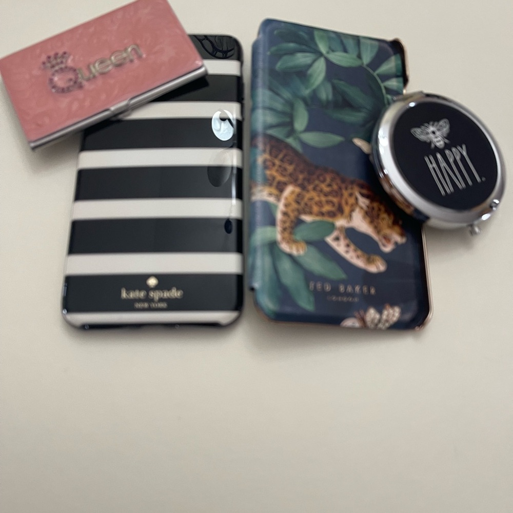 Kate Spade and Ted Baker White Phone Cases, business card holder and mirror